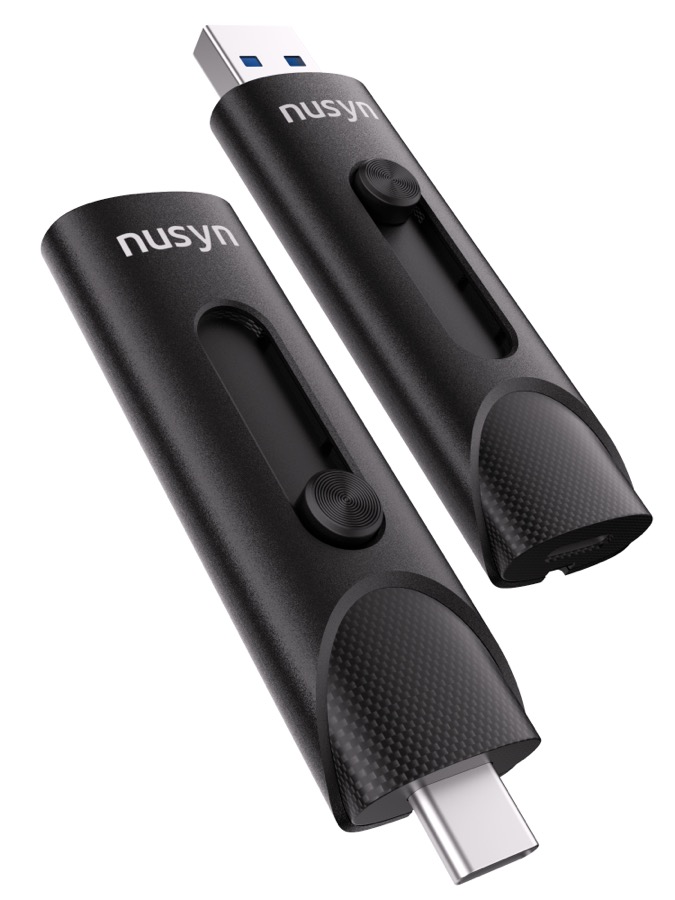 Nusyn NSU53 1TB External SSD / USB Drive - Up to 1050MB/s, 2-in-1 USB-C + USB-A, USB 3.2 Gen2, Portable Solid State Drive for iPhone 15/16+, Android Phones/Tablets, PS4, Windows & Mac (NSU53BL1T)